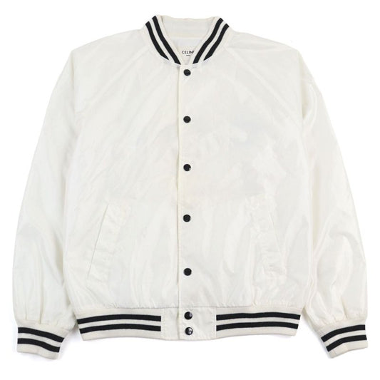 Celine 2w365495m Back Logo Bicolor Nylon Jacket Teddy Blouson White Black 44