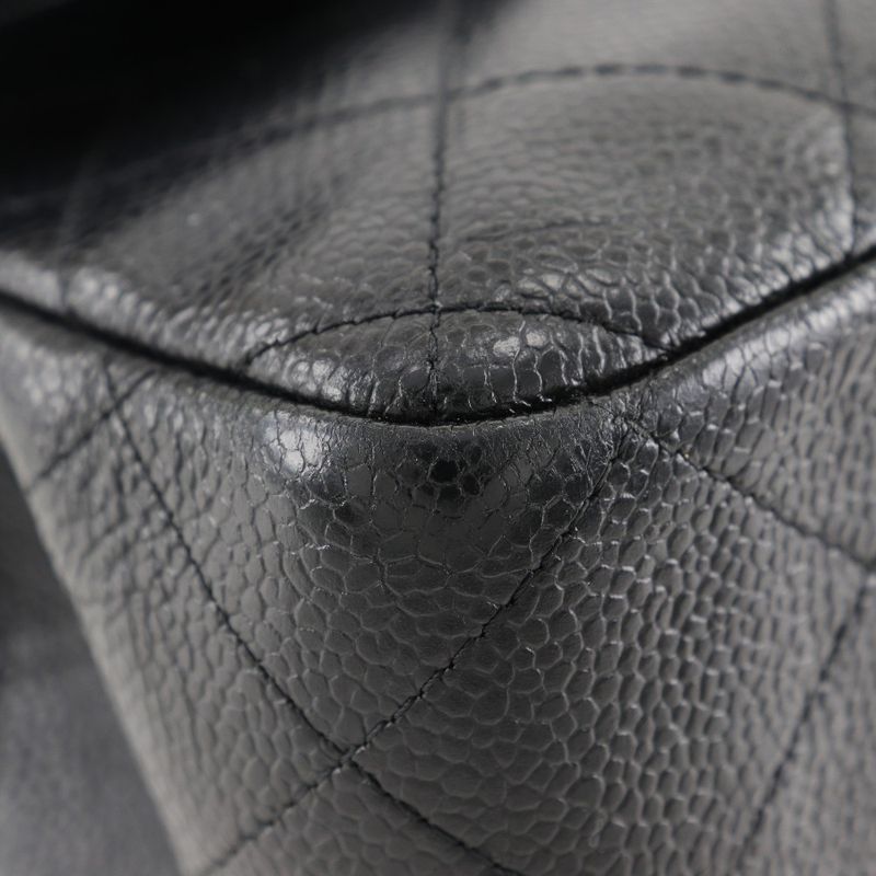 Chanel Deca Matelasse 30 Chain Shoulder Double Flap A58600 Caviar Skin Black