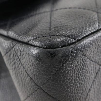 Chanel Deca Matelasse 30 Chain Shoulder Double Flap A58600 Caviar Skin Black