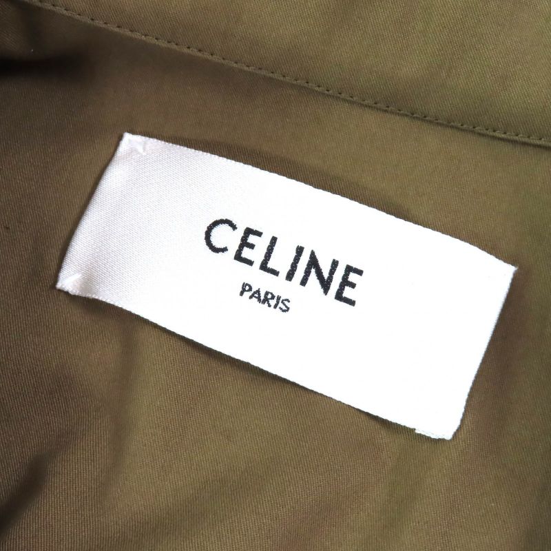 Celine 2r61c575p Cotton Logo Button Cotton Twill Safari Dress Short Sleeve