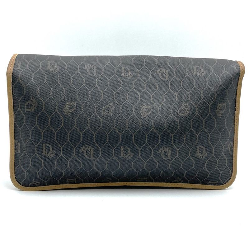 Dior Christian Dior Honeycomb Crossbody Shoulder Bag Black/brown Pvc/leather