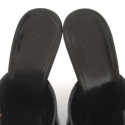 Gucci Patent Leather High Heel Lace Up Mules Sandals Size 36.5c Approx 23.5cm