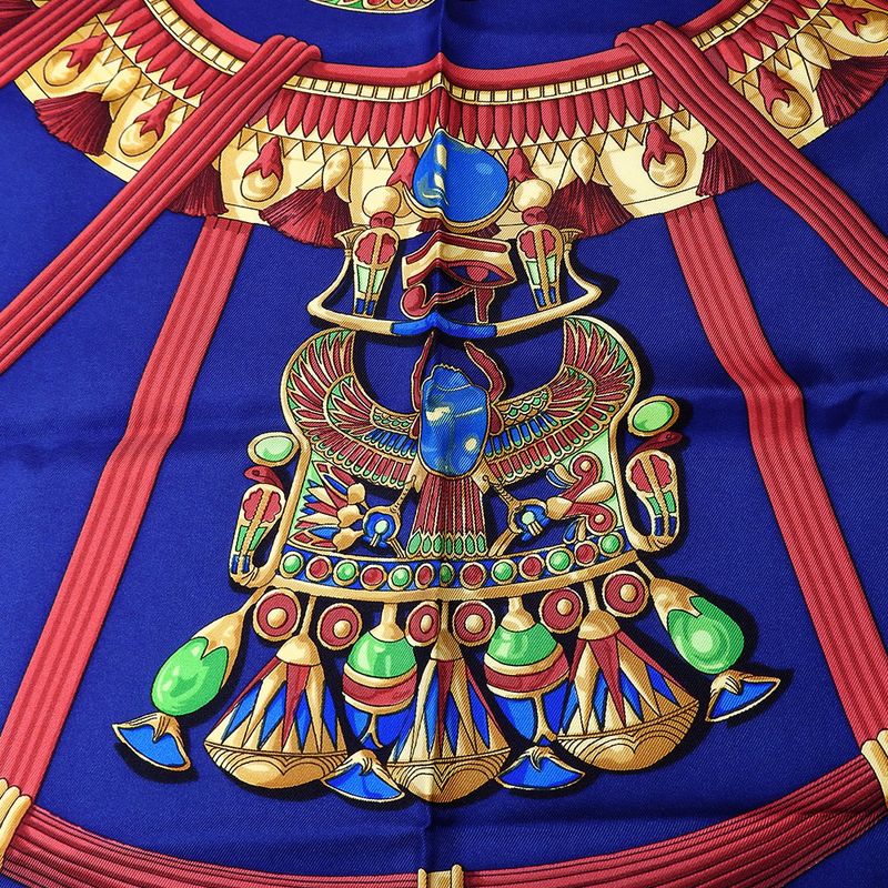 Hermes Scarf Carré 90 Silk Purple Bellflower Red Casy Scarab Pattern Women