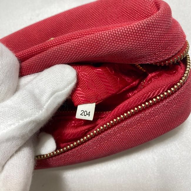 Prada Pouch Red 1n0175 Small Bag Canvas Leather Preowned