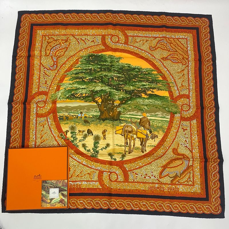 Hermes Carre 90 Under The Himalayan Cedars SOUS LE Cedre Silk Scarf Multicolor