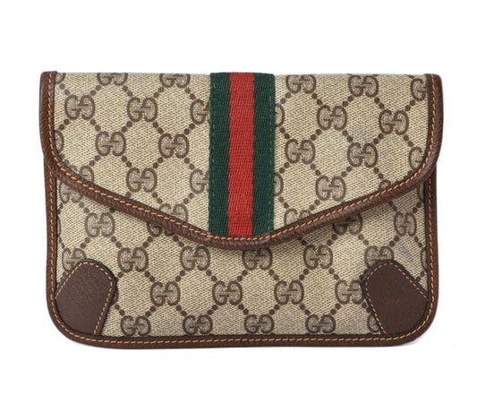 Gucci Clutch Pouch Multi Pouch Vintage GG Brown Beige