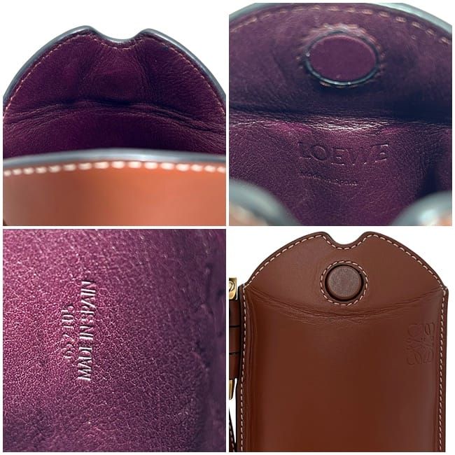 Loewe Shoulder Bag Phone Shoulder Brown Gate Open