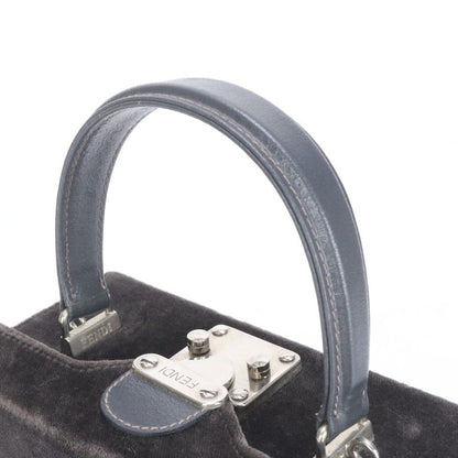 Fendi Leather Vanity Handbag Top Handle Tote Gray Velour Women's MME Ca5-1