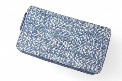 Chanel Wallet Fold Chanel Wallet A81973 Coco Mark Deauville Blue Tweed