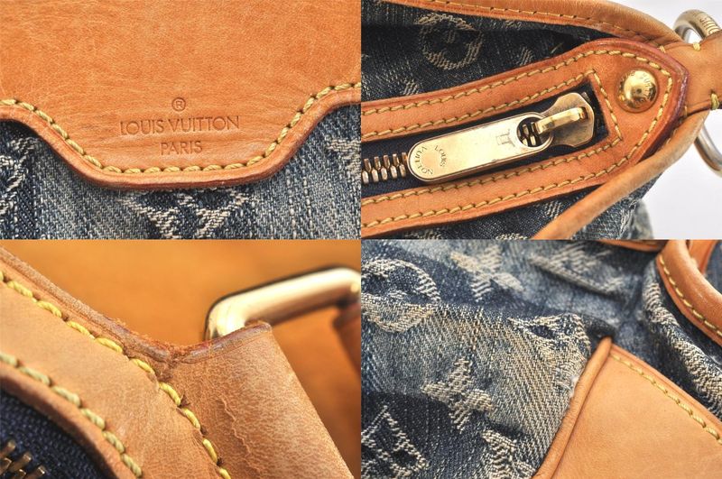 Louis Vuitton Monogram Denim Cabas Rayet GM Handbag M95336 Blue 2688n