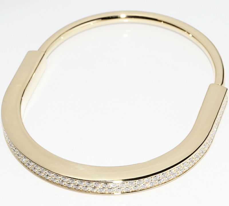 Tiffany & Co Bracelet Bangle 18K Yellow Gold Diamond 557ct Lock Bracelet Extra
