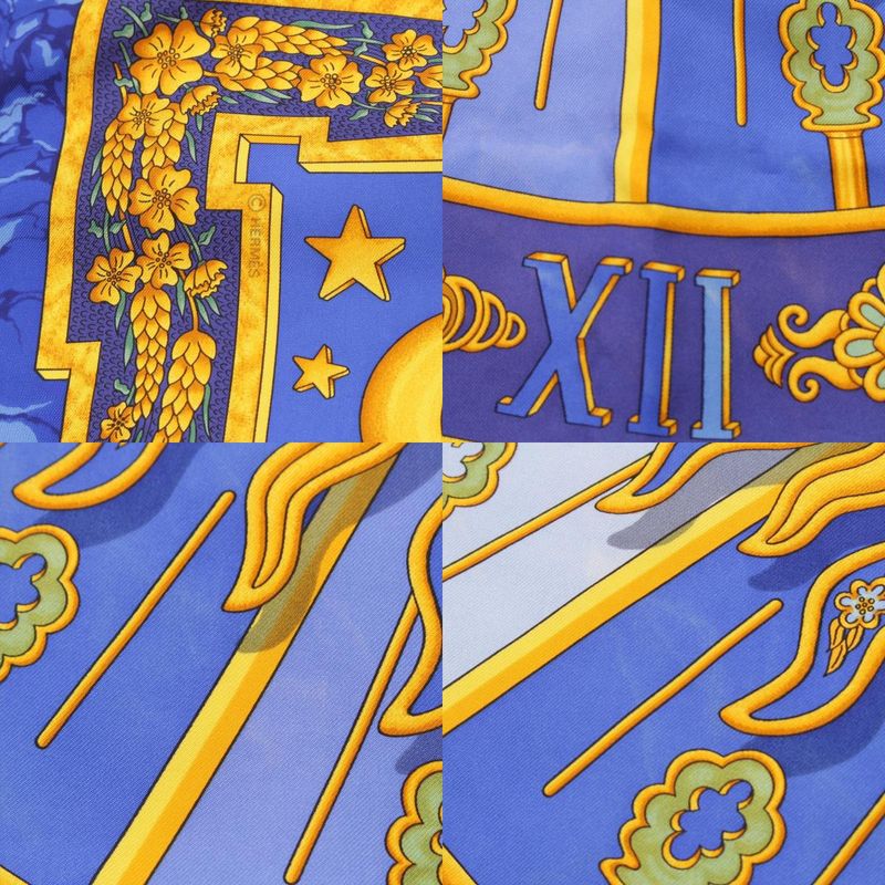 Hermes Carré 90 Carpe DIEM Enjoy The Day Silk Scarf Blue