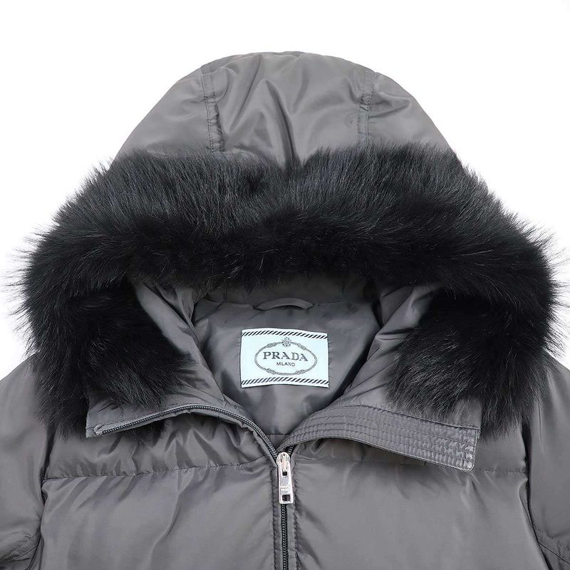 Prada Fur Down Coat 29e117 106o Gray 40