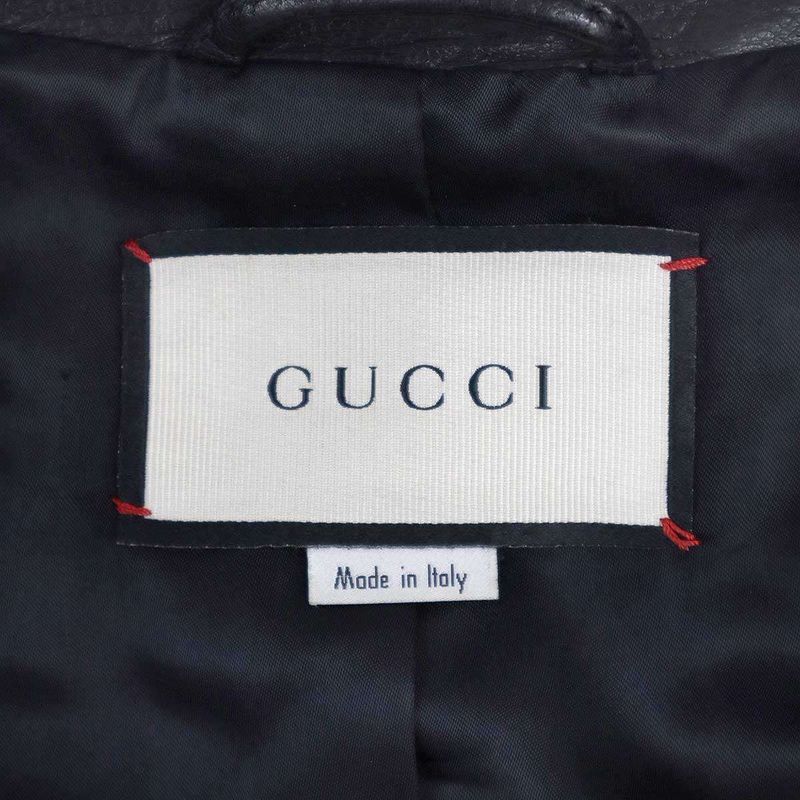 Gucci 19aw Oversize D Leather Jacket 582557 Xn681 Black 48