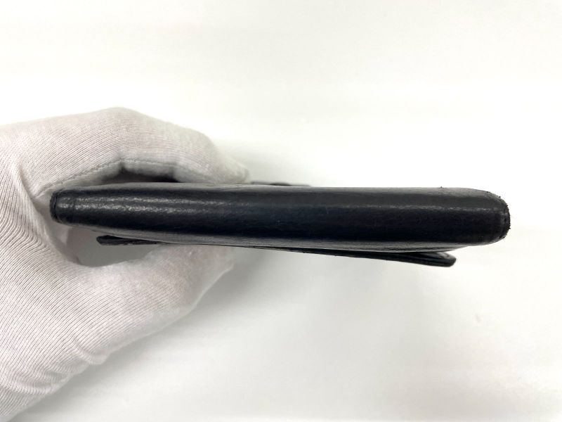 Chanel Coco Mark W Hook Lambskin Bifold Compact Wallet Black Made In France