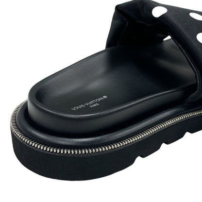 Louis Vuitton Pool Pillow Line Sandals Shoes Satin Black White Flat Sandals Dots