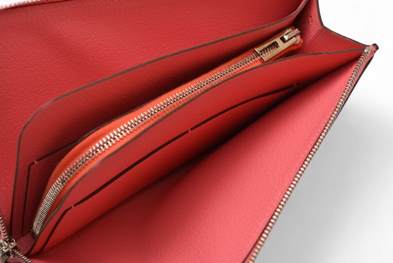 Hermes Wallet Mini Pouch Hermes Remix Combine Duo Engraved A Rose Azalea Orange