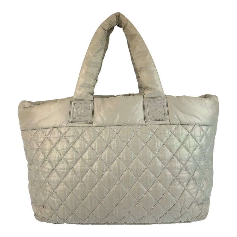 Chanel Coco Coon Gray Silver Hardware Nylon Tote Bag Shoulder Bag Women 505120