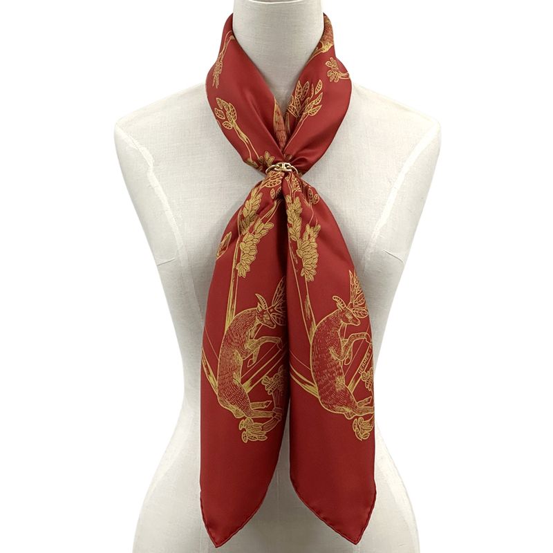 Hermes Scarf Carré 90 Animal Alphabet Animal Alphabet Women's Branded Silk Red