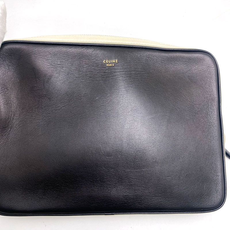 Celine Clutch Bag Second Bag Black And Ivory Leather