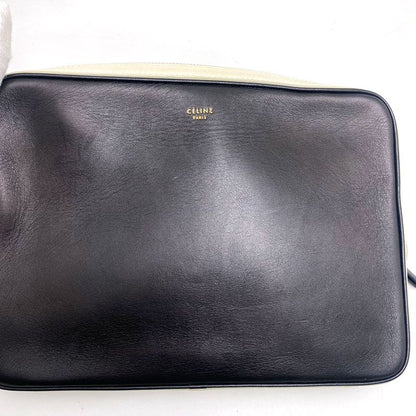 Celine Clutch Bag Second Bag Black And Ivory Leather