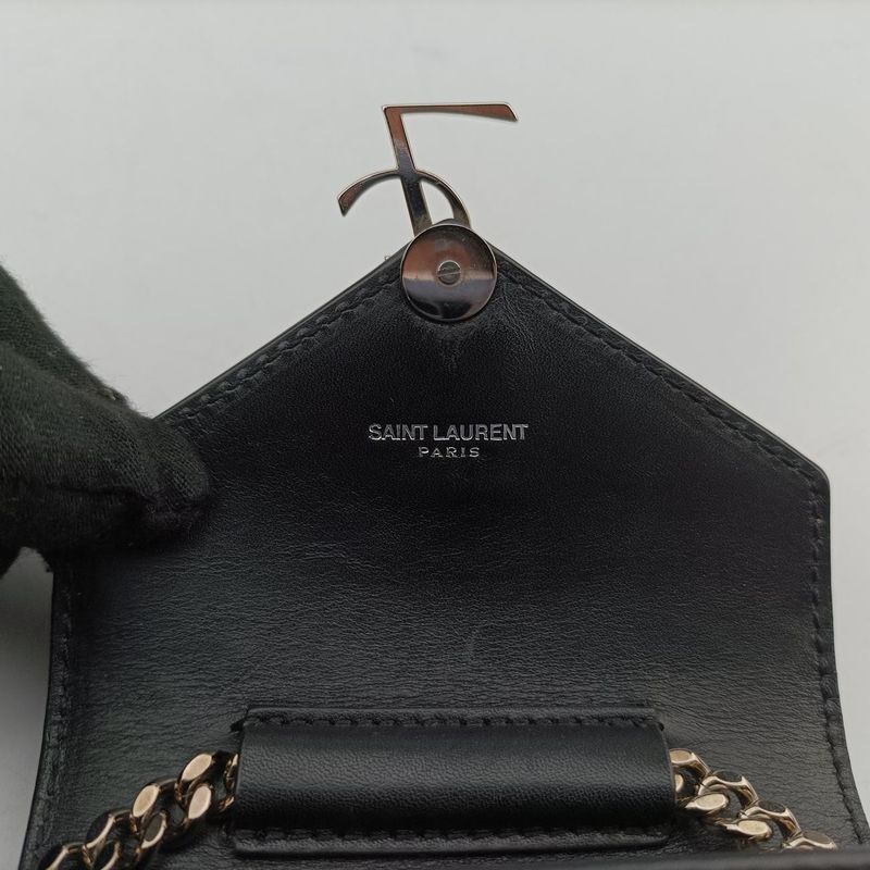 Yves Saint Laurentyves Saint Laurent Studded Flap Black Leather 347918 Dpl347918