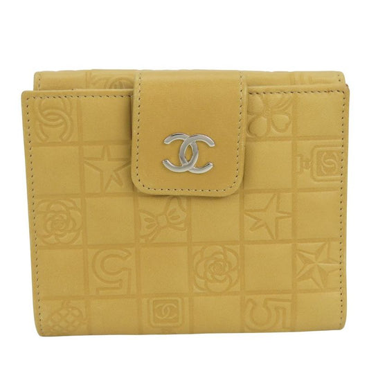 Chanel Bifold Wallet Icon Lambskin Beige Coco Mark 9 Ladies Women Chanel
