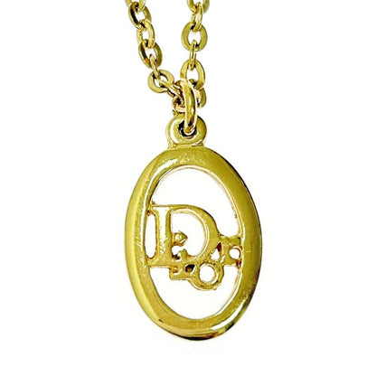 Christian Dior GP Dior Logo Oval Necklace Women's Gold 363000 Necklace