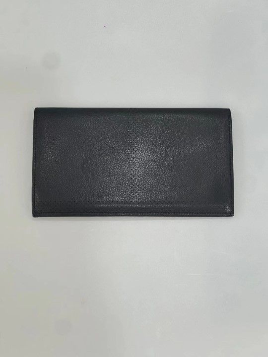 Hermes MC2 Fleming Long Wallet Calf Leather Perforated Black T Engraved