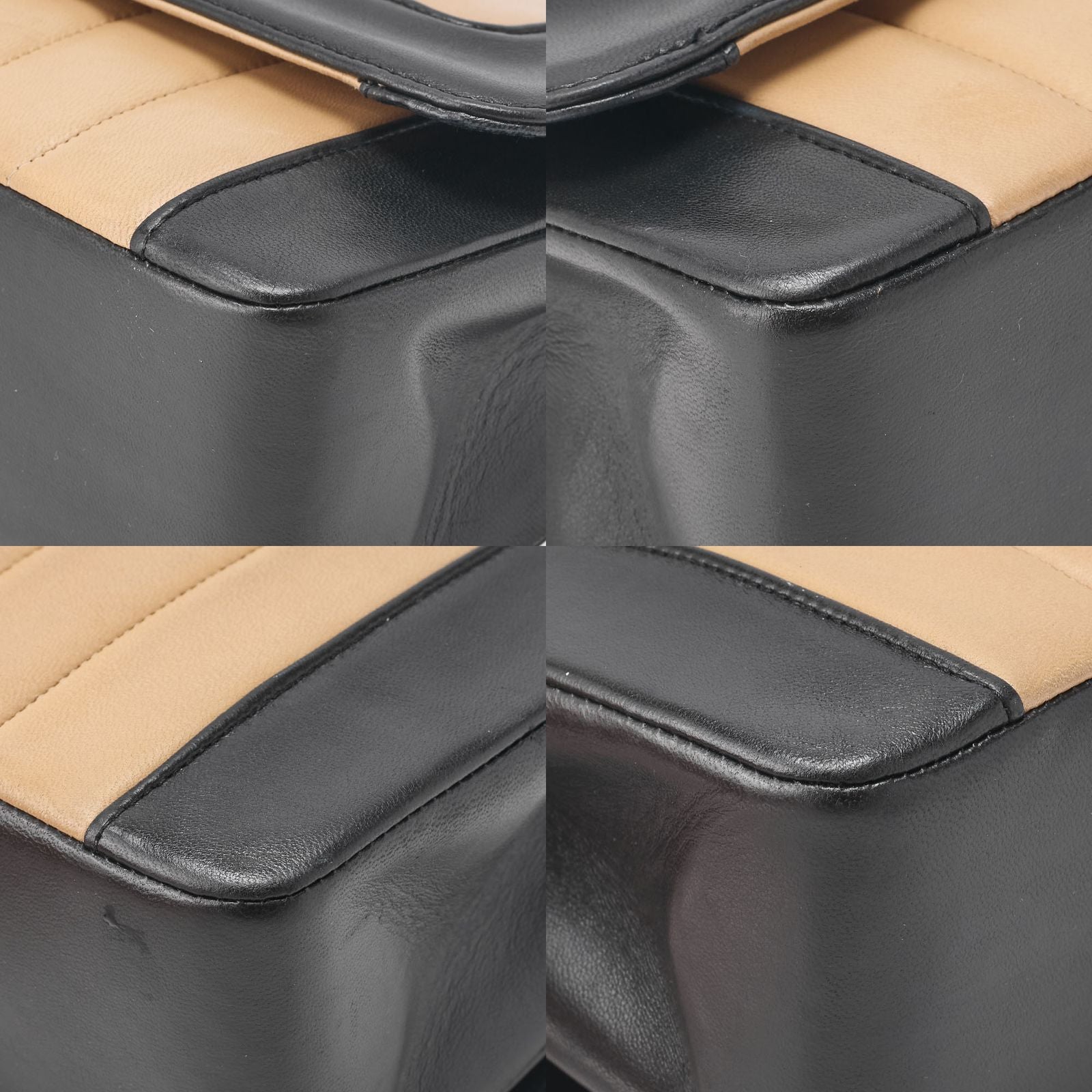 Chanel Shoulder Bag Mademoiselle Lambskin Beige And Black Gold Hardware Full