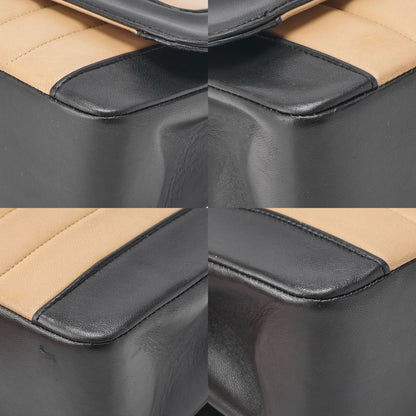 Chanel Shoulder Bag Mademoiselle Lambskin Beige And Black Gold Hardware Full