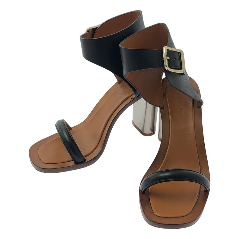 Celine - Phoebe Banban Metal Heel Sandals - 36 - Black Brown - Women's
