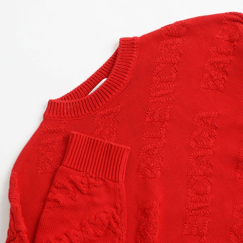  2020 Balenciaga 599886 All Over Logo Oversized Pullover Knit/sweater Red XS