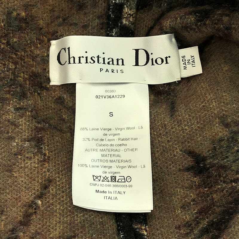 Christian DIOR | 2020ss | Wool Jacquard Fringe Shawl Poncho | S | Charcoal