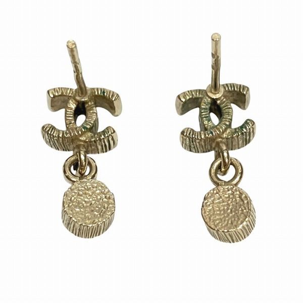 Chanel Coco Mark Rhinestone Silver Swing Branded Accessories Earrings Women