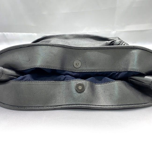 Loewe Tote Bag Metallic Gray Anagram Excellent Condition Preowned Leather