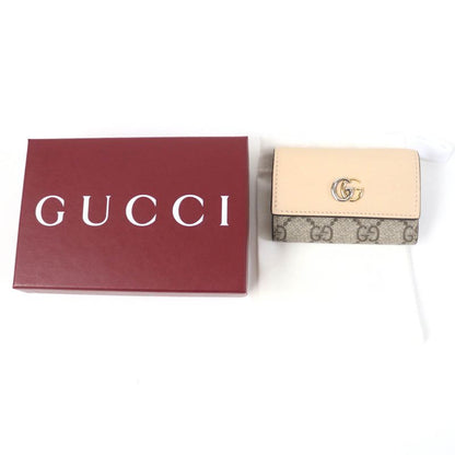 Gucci 795649 Double G Key Case Leather GG Supreme Canvas Beige With Box And