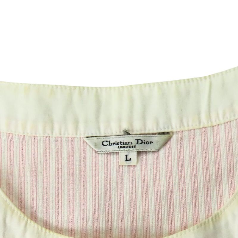 Christian Dior Dress L Cotton Pink White Stripe Apparel Women Christian Dior