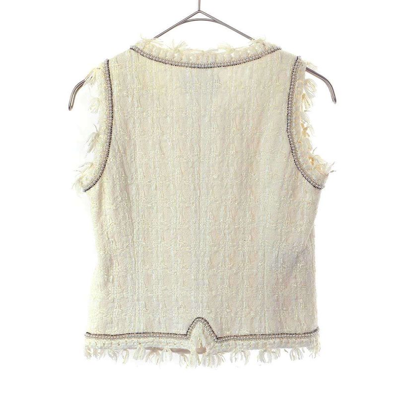 Chanel 2005c Ginza Store Only Faux Pearl Sleeveless Tweed Top P25200v15453