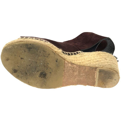 Celine Espadrille Wedge Sole Sandals in Burgundy