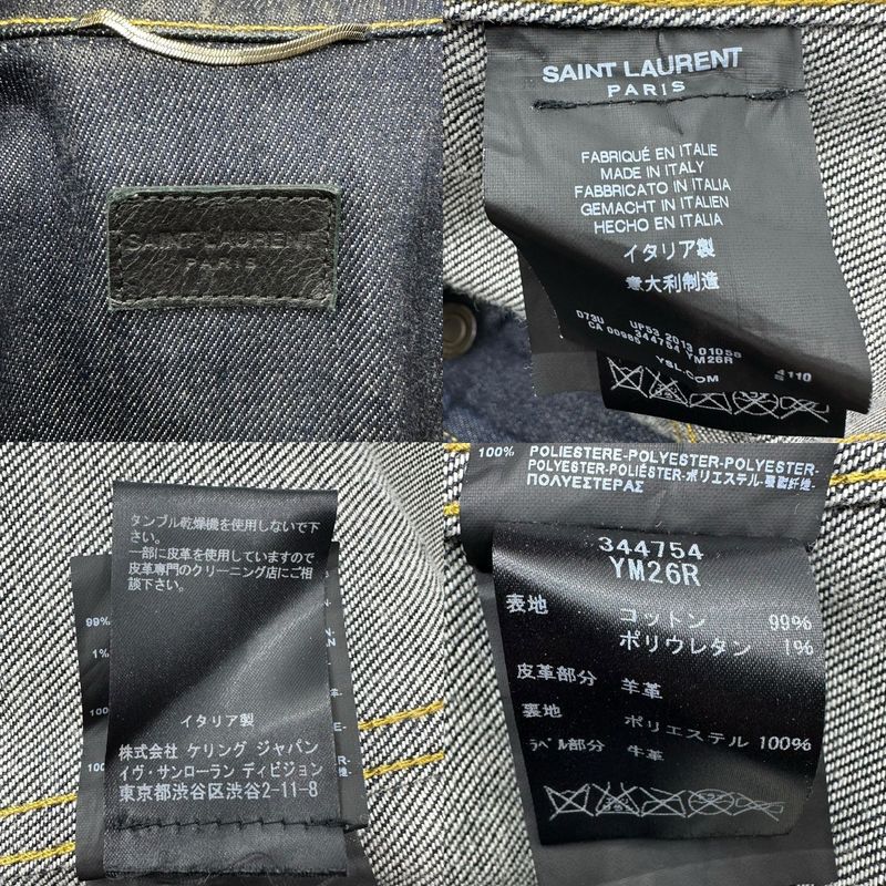 Saint Laurent 13aw Leather Sleeve Denim Jacket Leather Sleeve Denim Jacket Up53