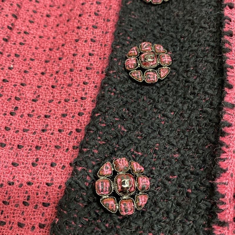Chanel Jacket Size 36 S Women - P73610 Black And Pink Long Sleeves / Collarless
