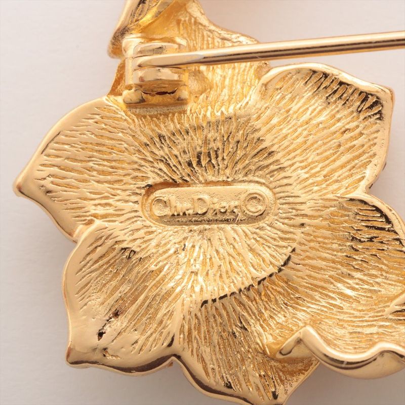 Christian DIOR Brooch GP And Rhinestone Gold