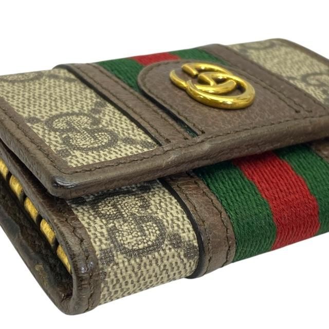 Gucci 603732 GG Supreme 6-stack Key Case Key Hook Canvas Leather Brown