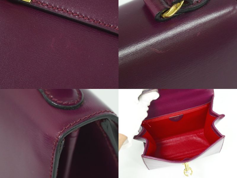 Authentic Celine Leather Handbag Purple Bag Pre-owned [follow-up Discount