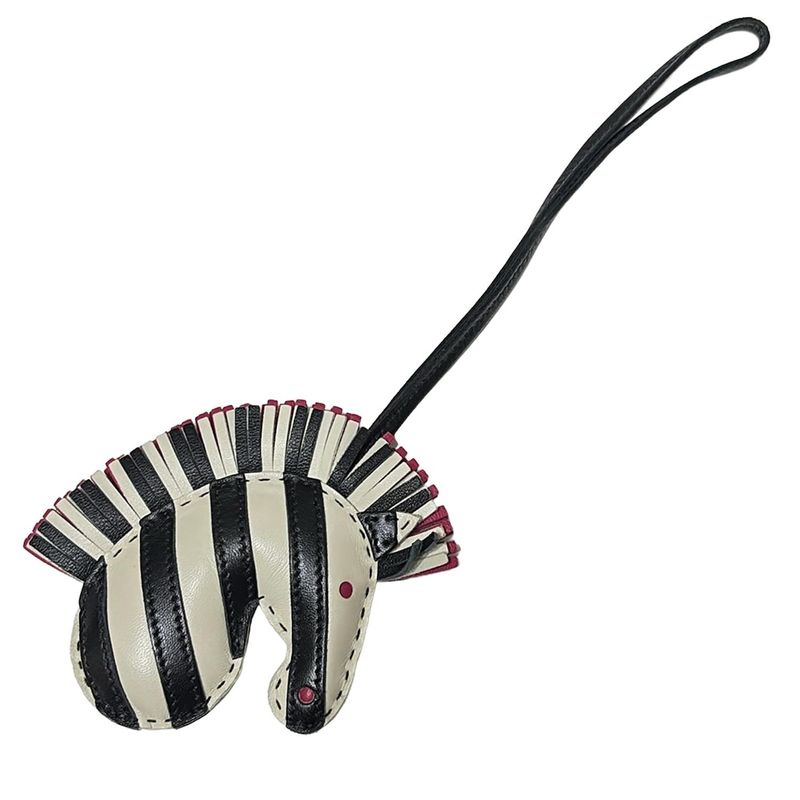 Hermes Key Holder (charm ) - Black White And Pink Zebra