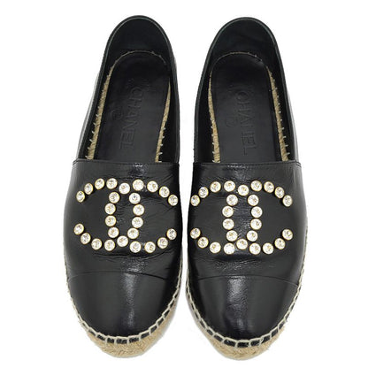 Chanel Espadrilles G35602 Coco Mark Bijoux Black Patent Leather 20C 37