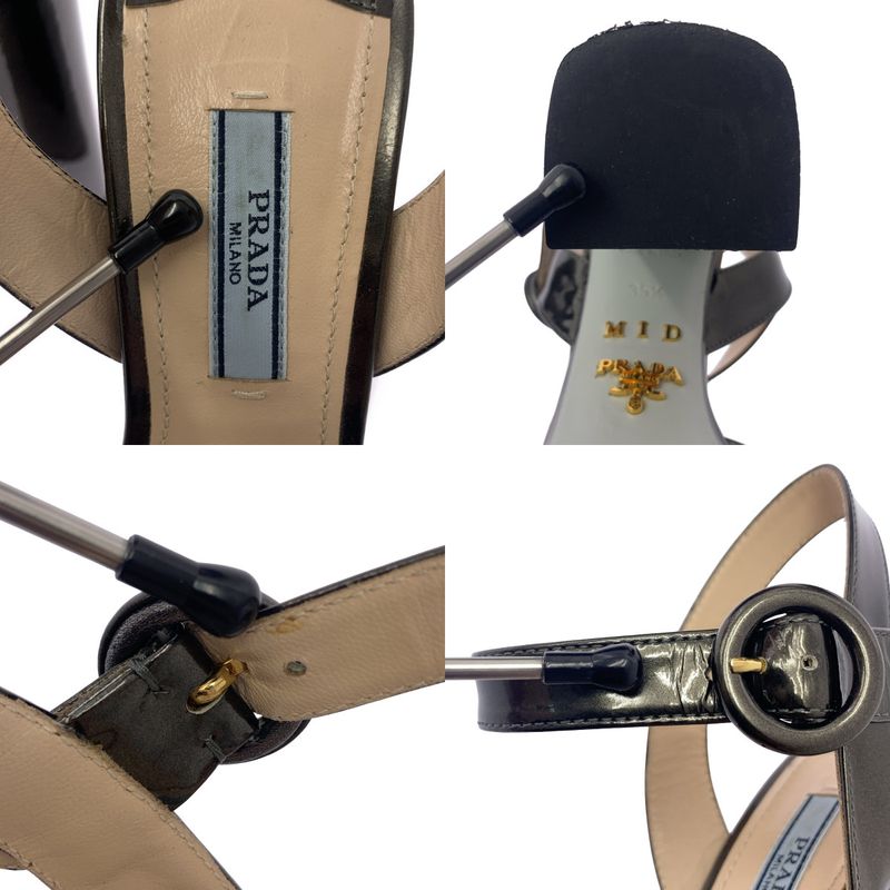 Prada Cross Heel Strap Sandals - Women's - 35 1 2 - Green