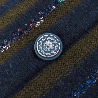 CHANEL P62936 Cashmere Coco Mark Button Coco Button Sequins Striped Long Sleeve