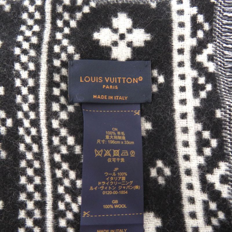 Louis Vuitton Two Sided Wool Echarpe Monogram M77947 Scarf Grey LV 1799 Louis